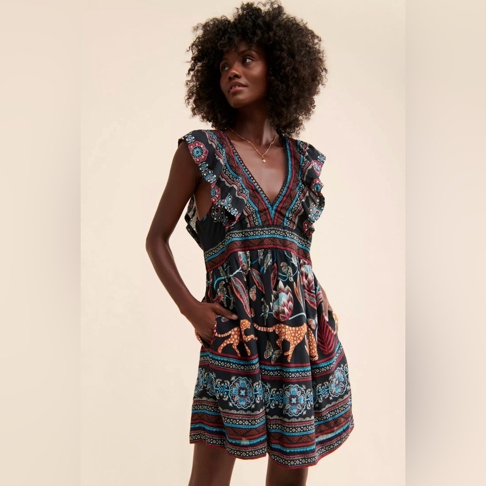 Anthropologie V-Neck Plunge Tunic Mini Dress